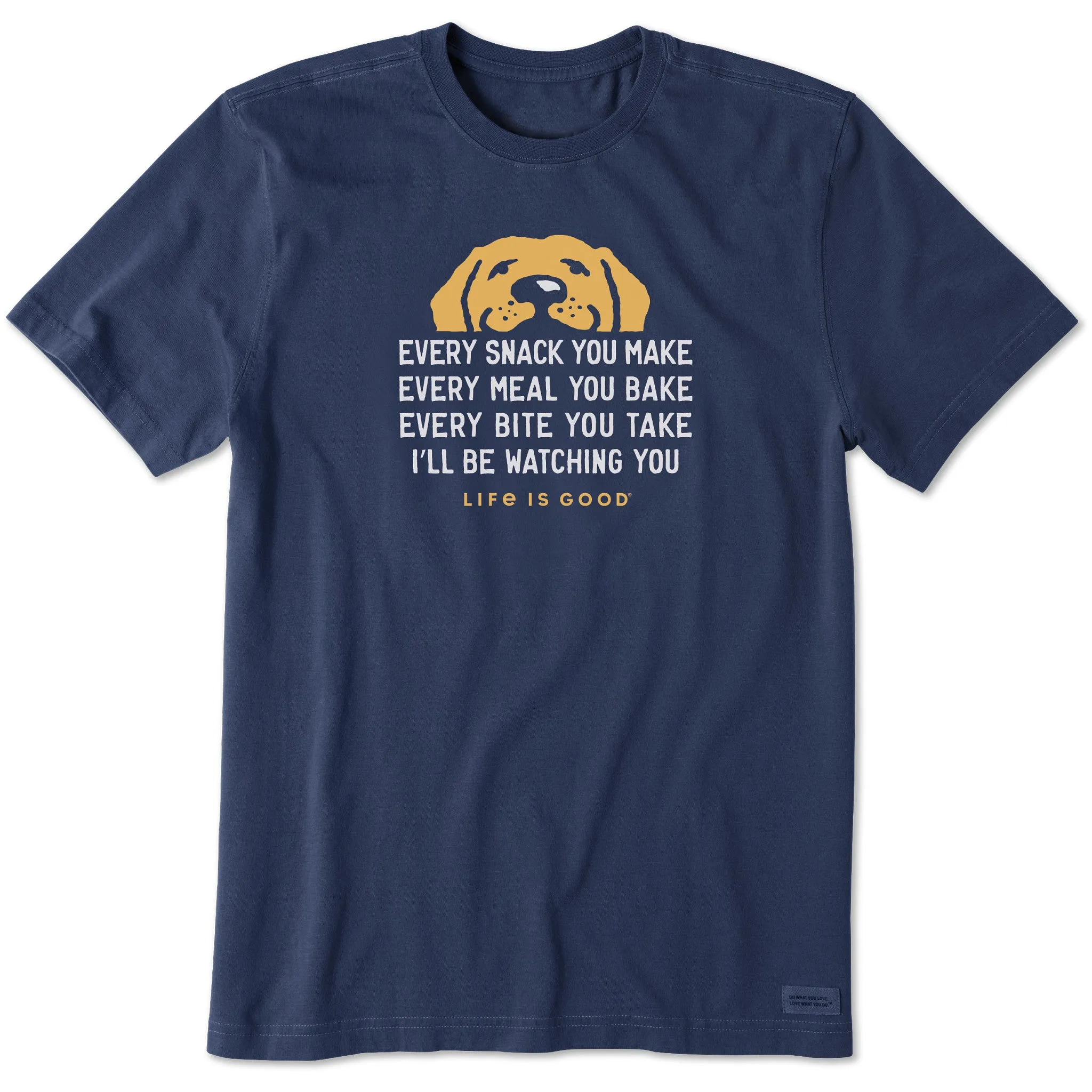 Men's I'll Be Watching You Yellow Lab Short Sleeve Crusher Tee Minimal Fashion Casual Flex