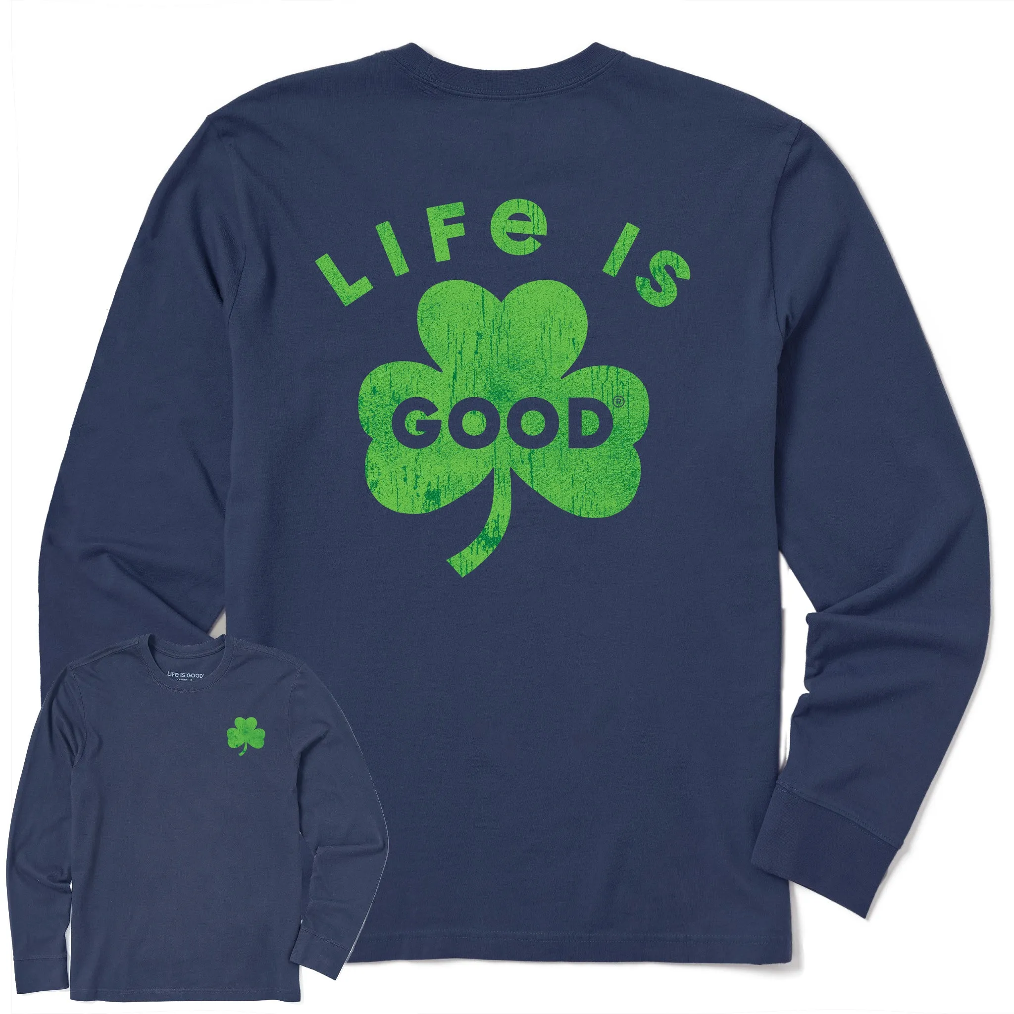 Pullover Men's Life is Good Bold Shamrock Long Sleeve Crusher Tee