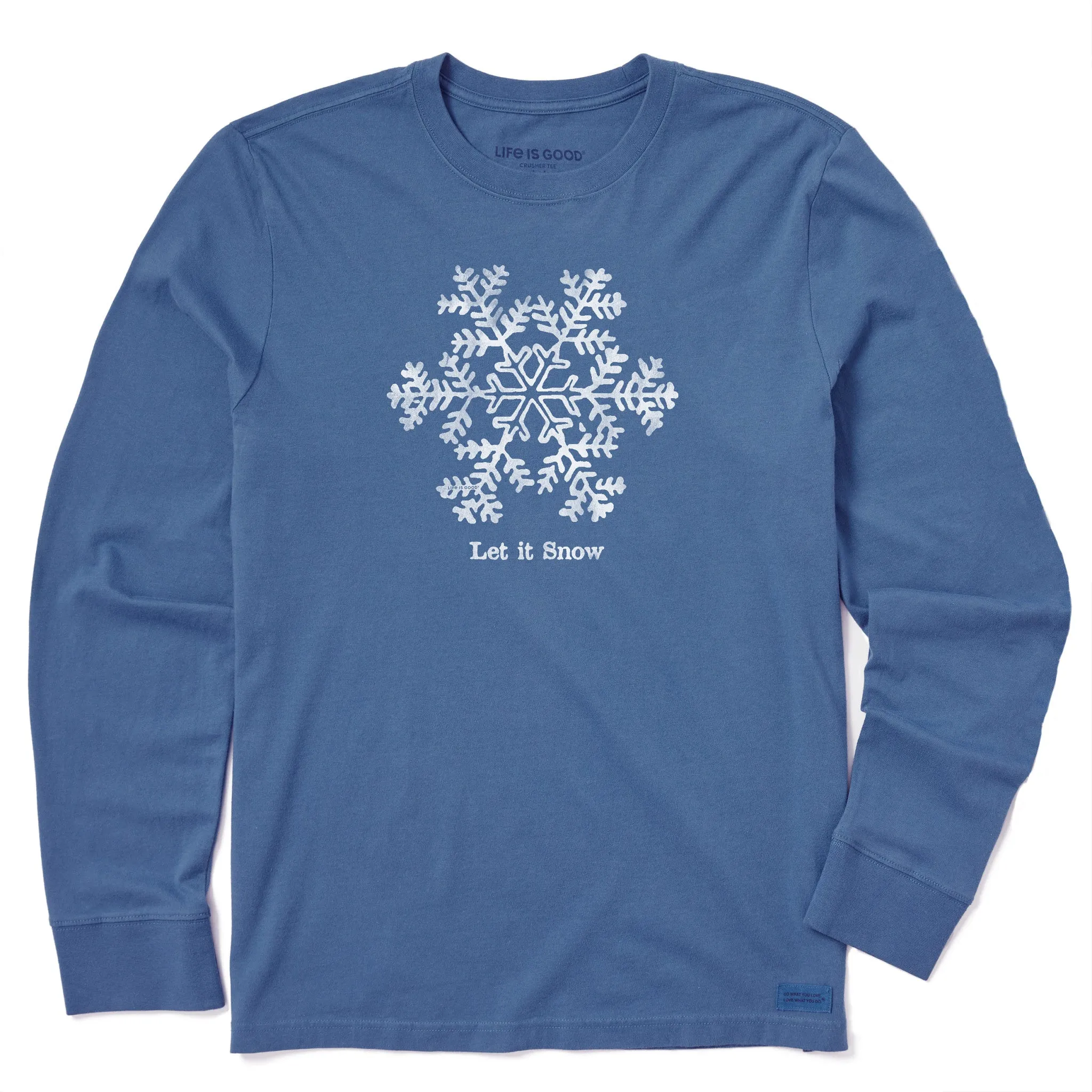 men's clothing Bright Color Men's Let it Snow Snowflake Long Sleeve Crusher Tee