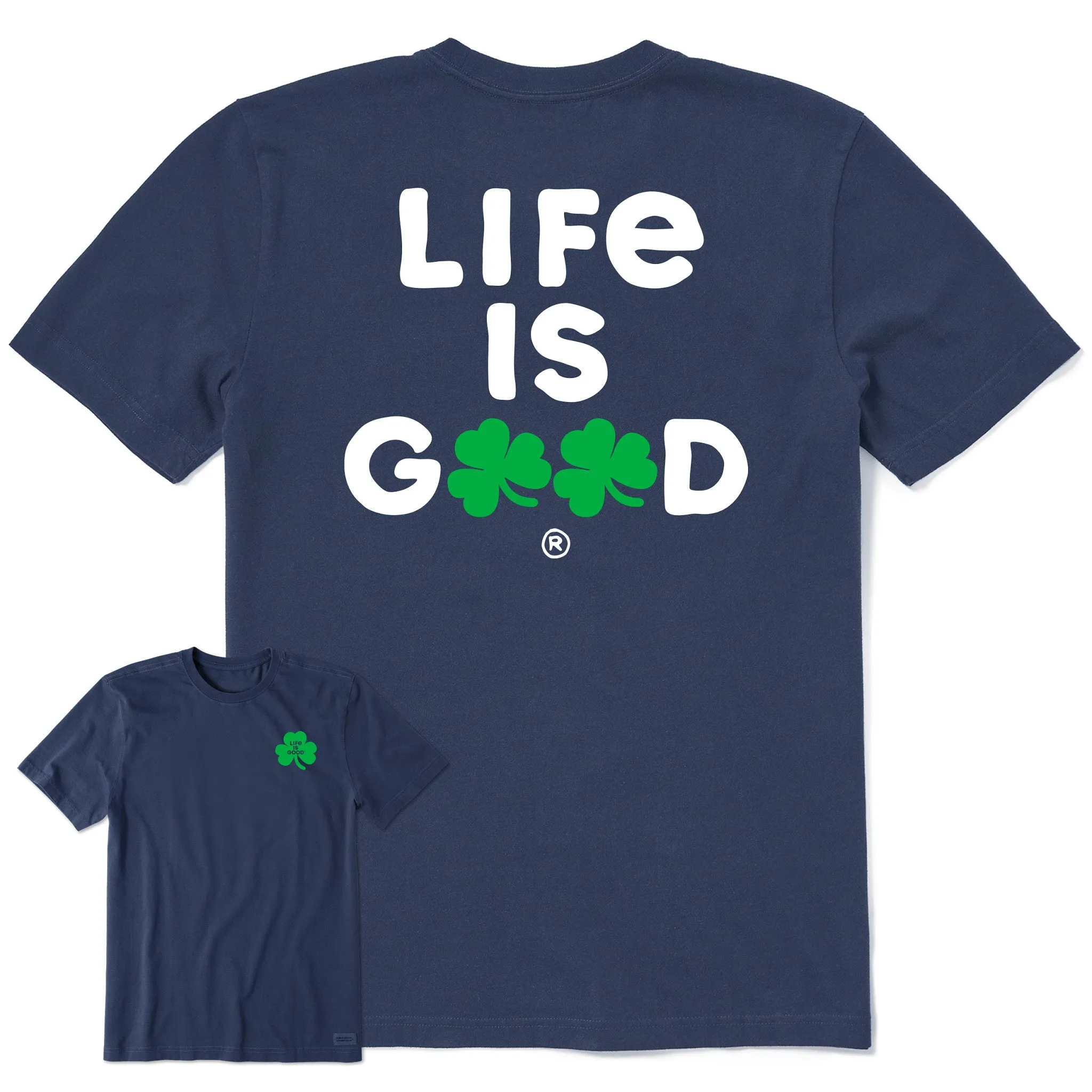 Men's Life is Clover Short Sleeve Crusher Tee Breathable knit