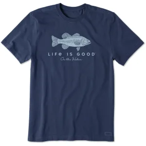 Sporty Stretch Fit Men's Life is Good on the Water Bass Short Sleeve Tee