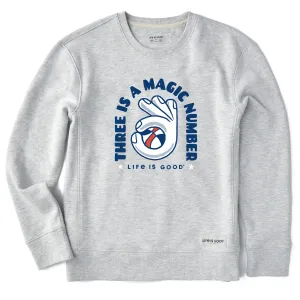 Women's Three is a Magic Number Simply True Fleece Crew Timeless Sporty