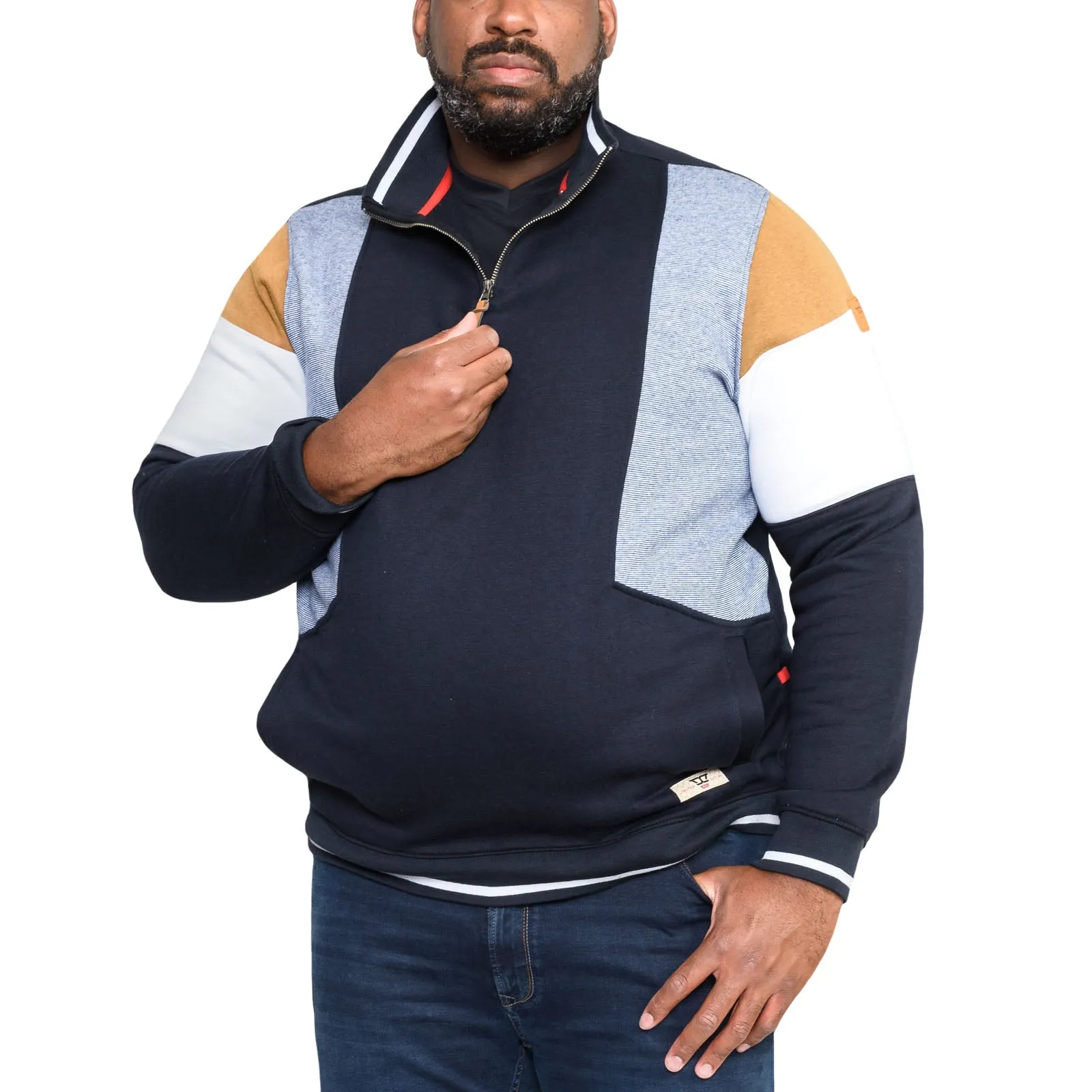 D555 Mens Kenington Big & Tall 1/2 Zip Pullover Sweatshirt - Navy product graffiti urbanity