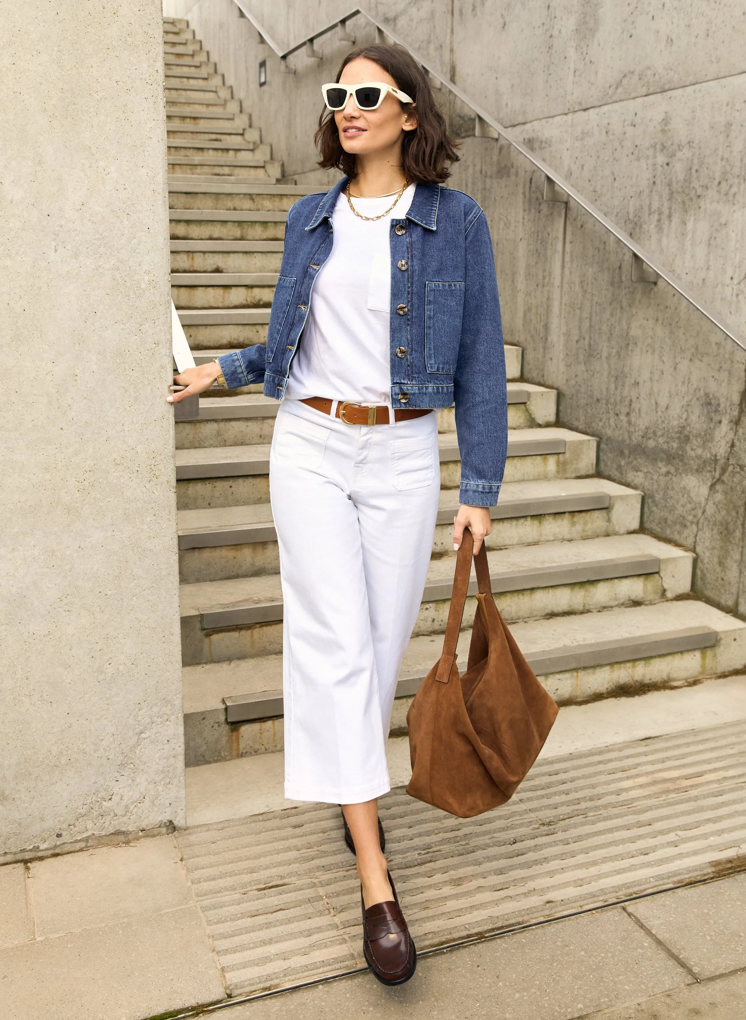 Neat And Easy No Gap Waistband Jena Organic Cotton Stretch Wide Crop Jeans