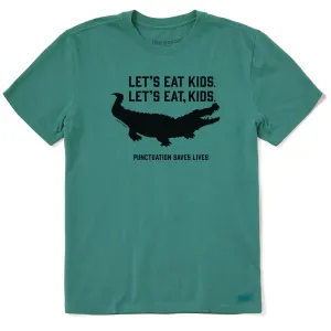 Men's Let's Eat, Kids Croc Short Sleeve Crusher Tee Summer cool Collared