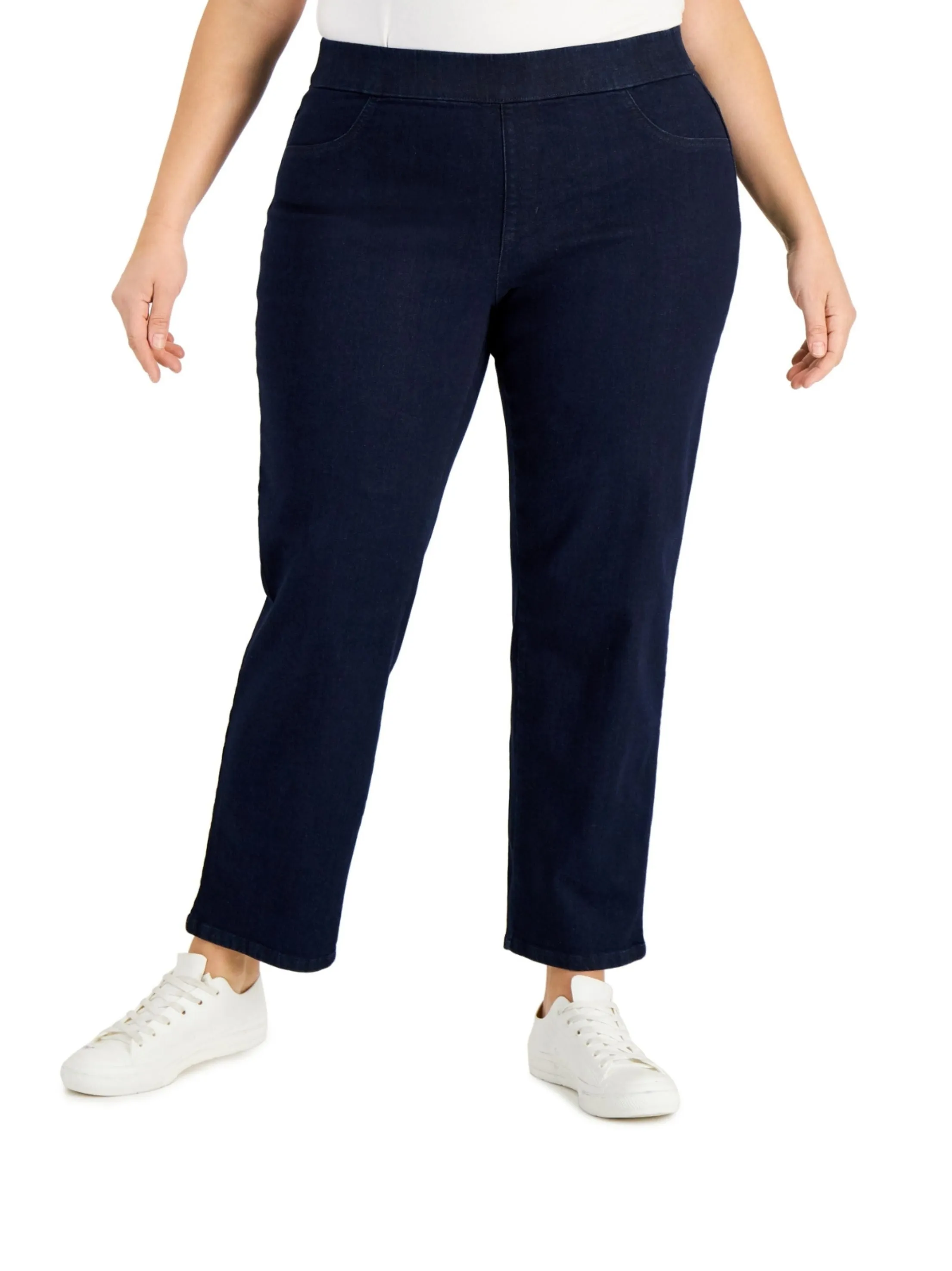 Luxury Student Outfit Formal City Walk Party Look Women's Plain Jeans,Navy