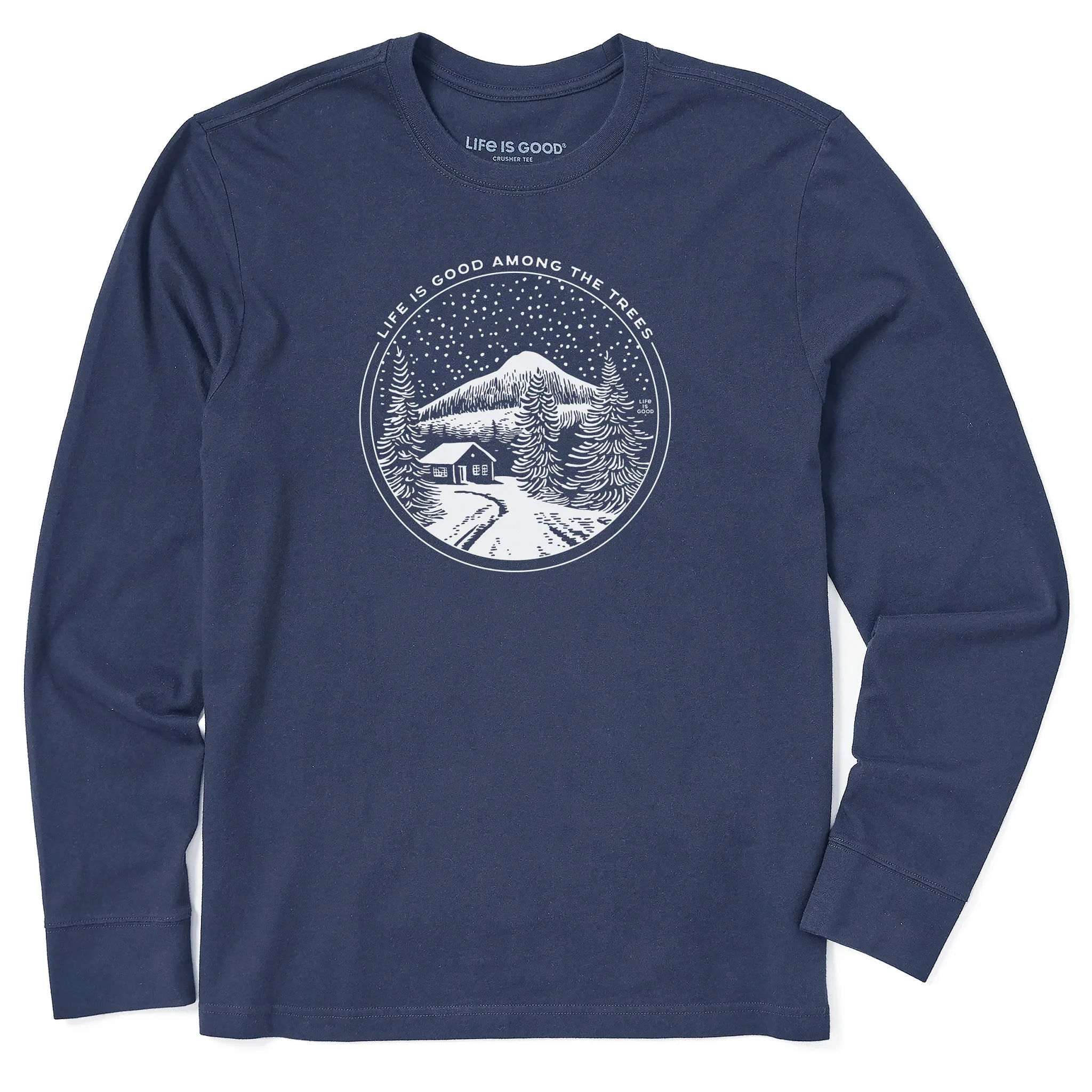 Men's Life is Good Among the Trees Cabin Long Sleeve Crusher Tee Sleeveless freedom