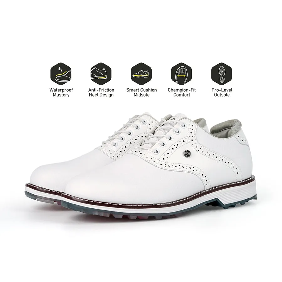 Power Swing Micro Cushion Ask Echo G3 Men's Professional Spikeless Golf Shoes?/ White