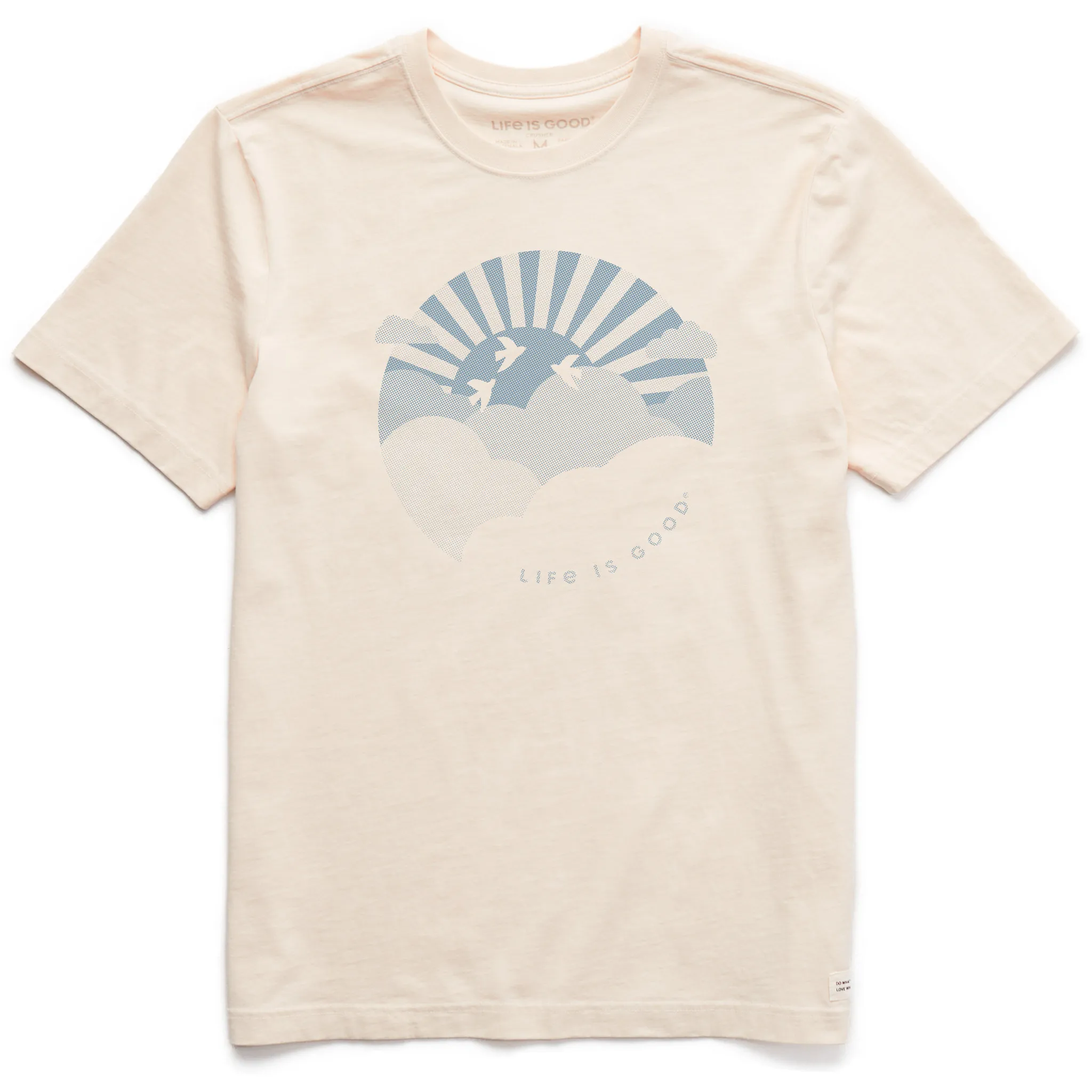 Men's Life is Good Hafltone Sunset Short Sleeve Crusher Tee Seasonal Fashion