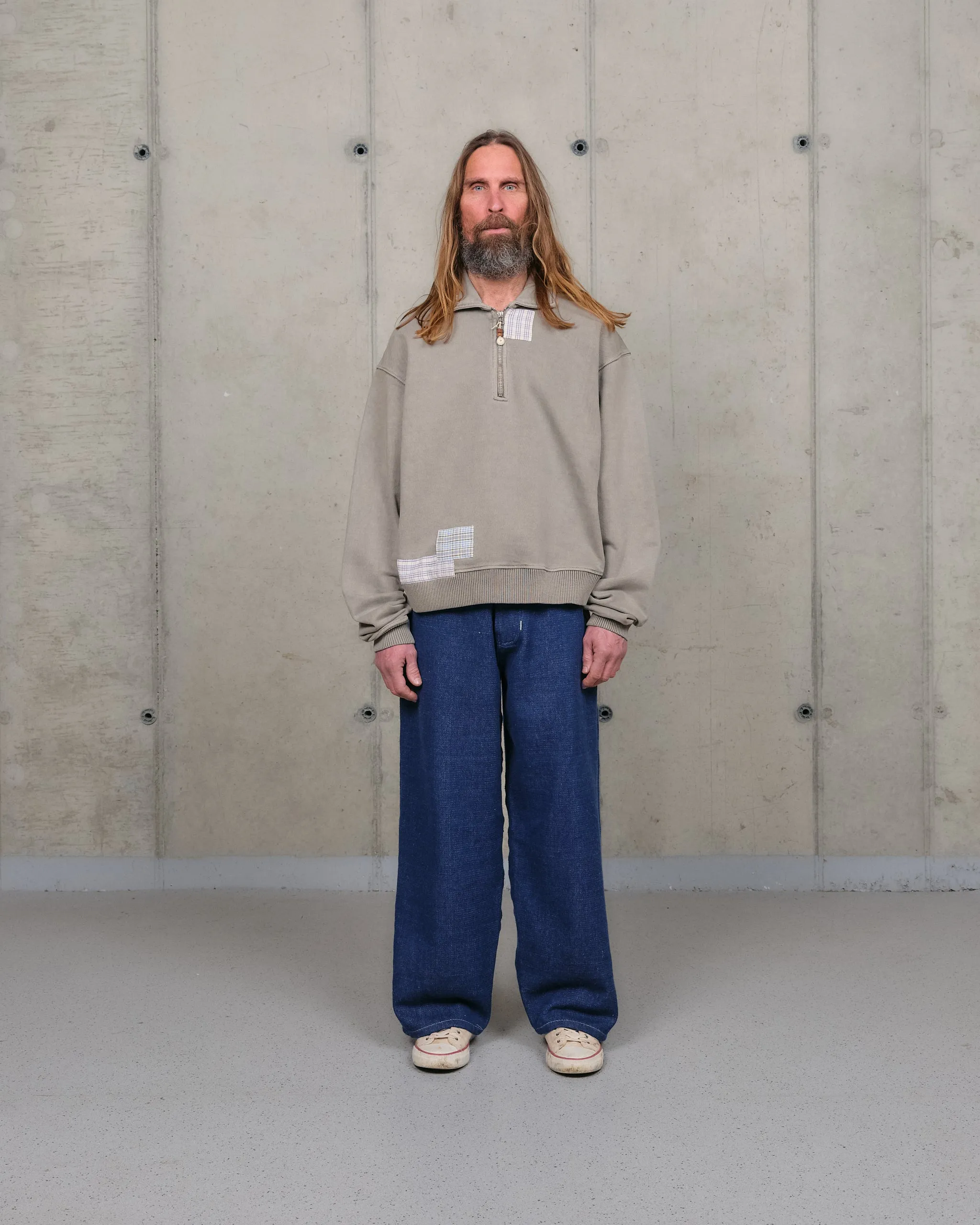 Drawcord Hood Geo Pullover - Grey Picnic