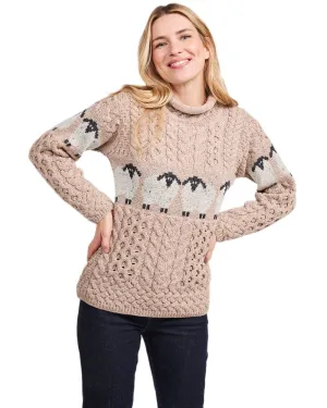 Effortless Look EcoFinish Waterproof Coating Aran Womens Sheep Pattern Sweater