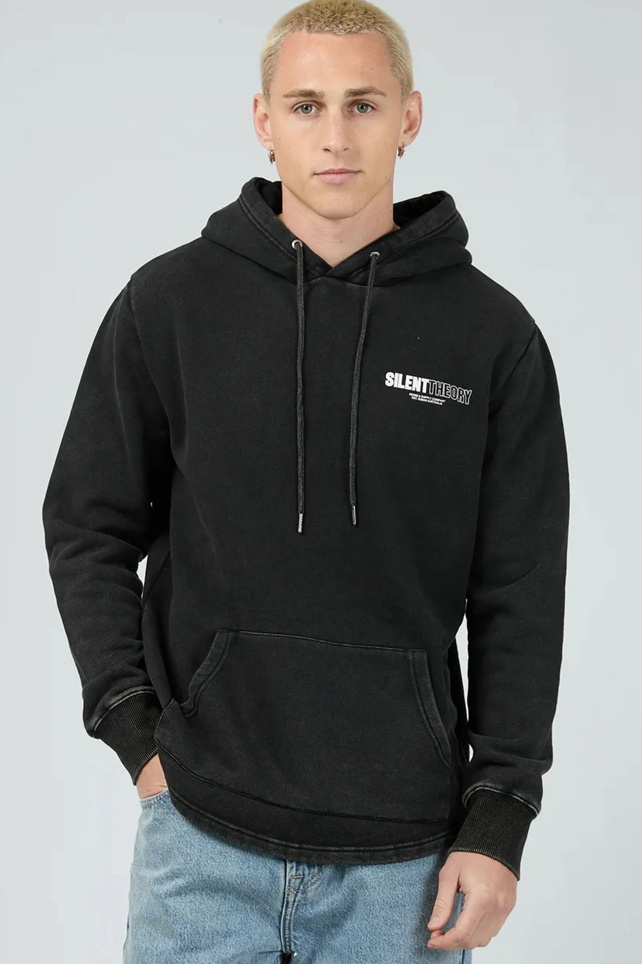 Elite Scoop Hoodie Washed Black Dark Shade Chill Apparel