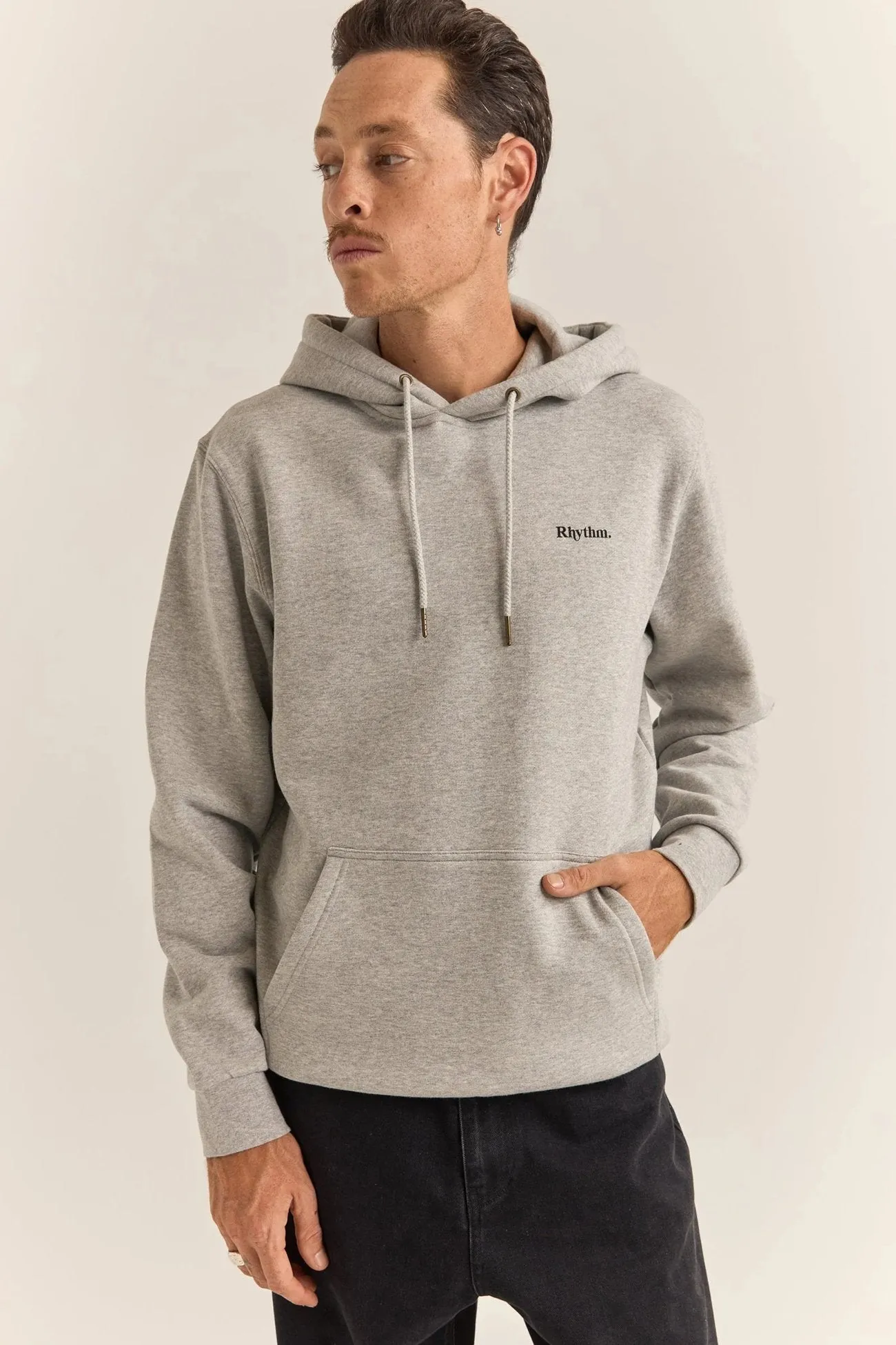 Brand Fleece Hood Grey Heather Stain-Resistant