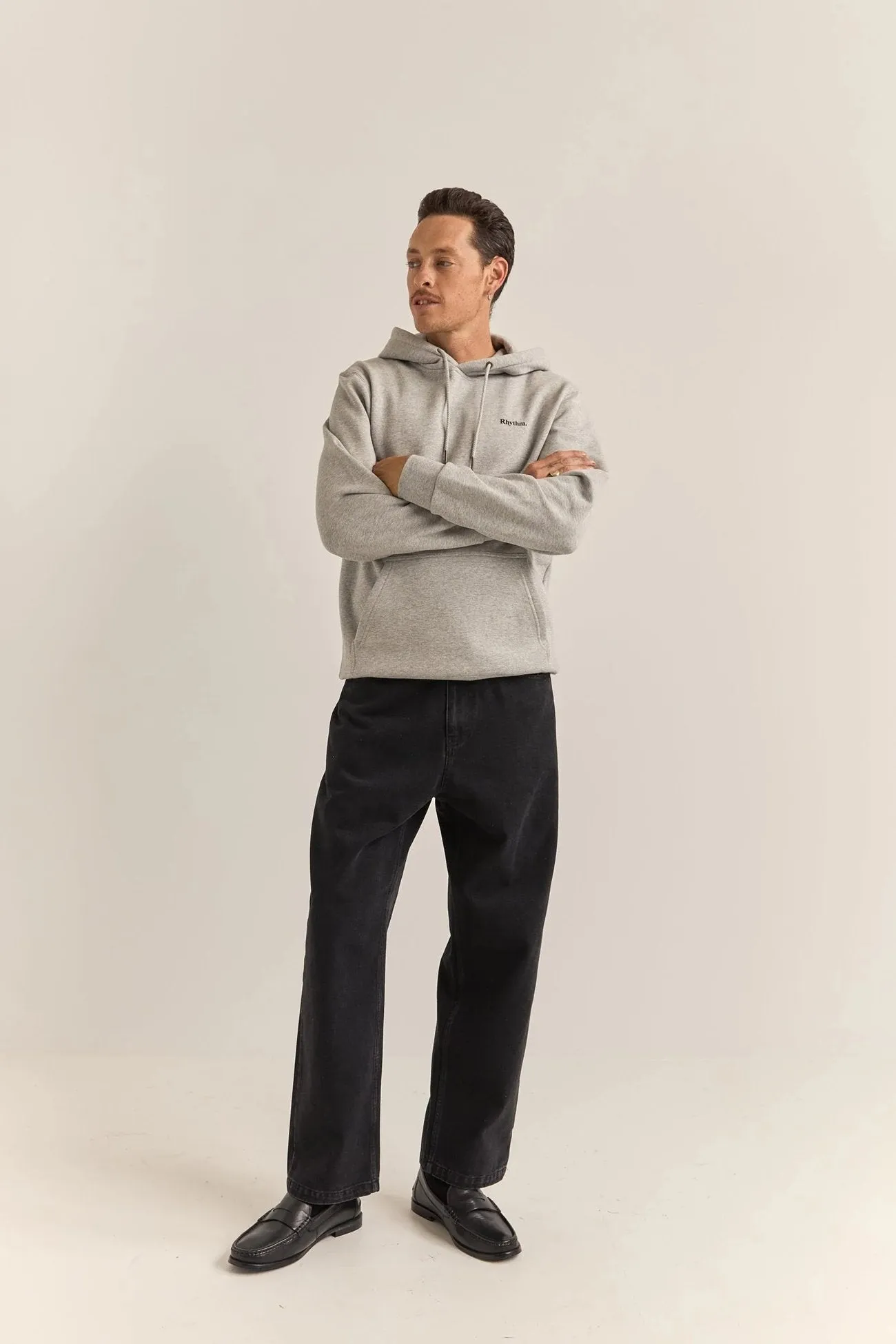 Effortless Look Vintage Style Brand Fleece Hood Grey Heather