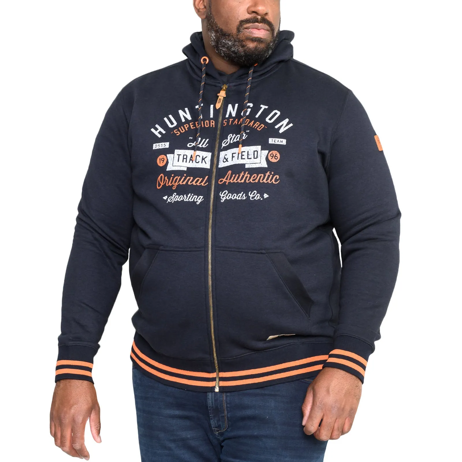 D555 Mens Flanders Big & Tall Full Zip Hoodie - Navy product customization options Simple Fashion