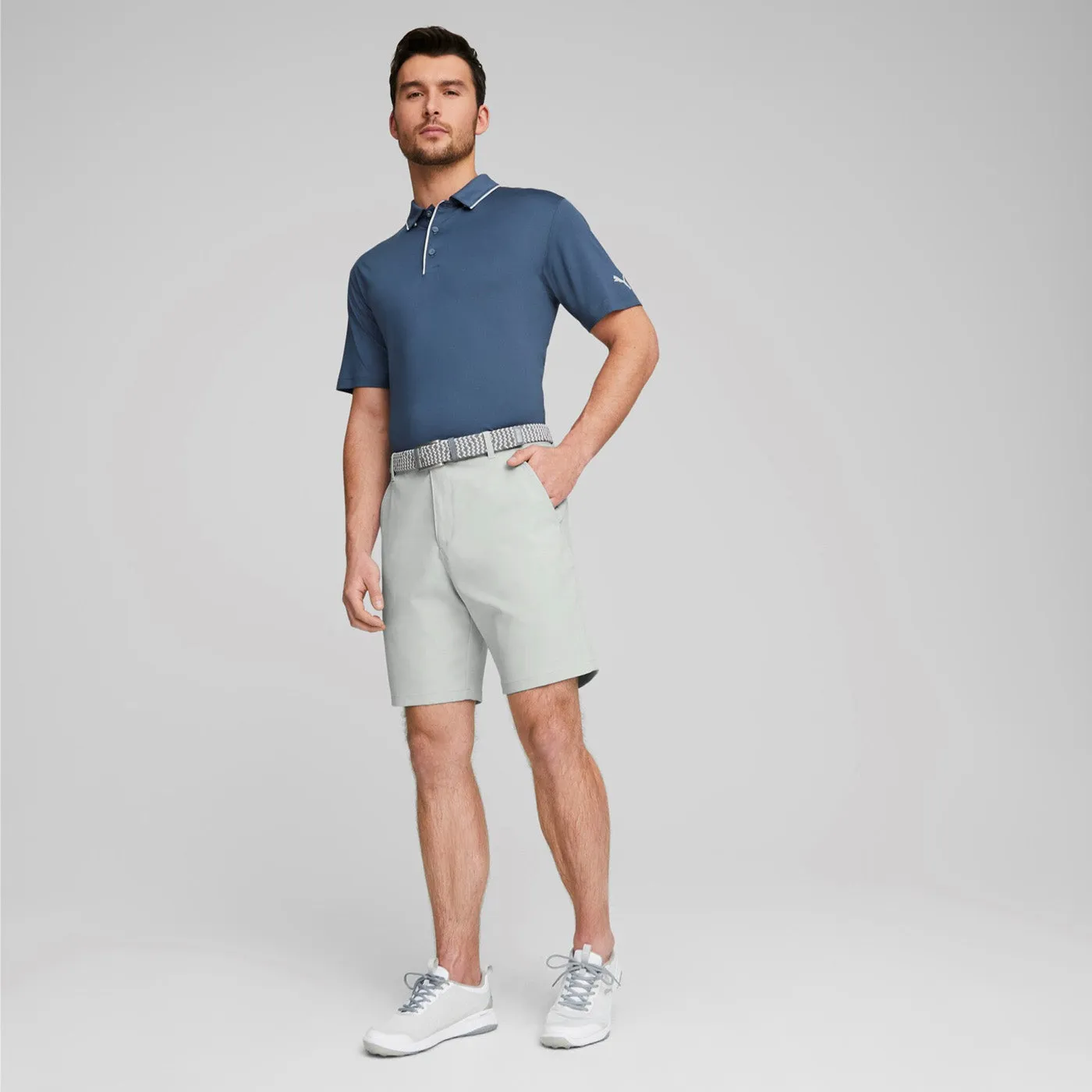 Flexible Side Panels Puma Dealer Golf Shorts 8" - Ash Gray