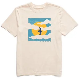 Men's Life is Good Cloud Bird Short Sleeve Crusher Tee Stretch Fit Design