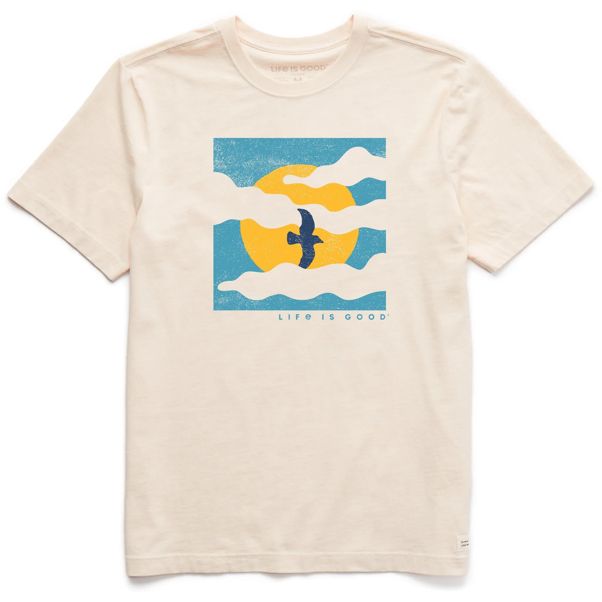 Men's Life is Good Cloud Bird Short Sleeve Crusher Tee Leisure Casual