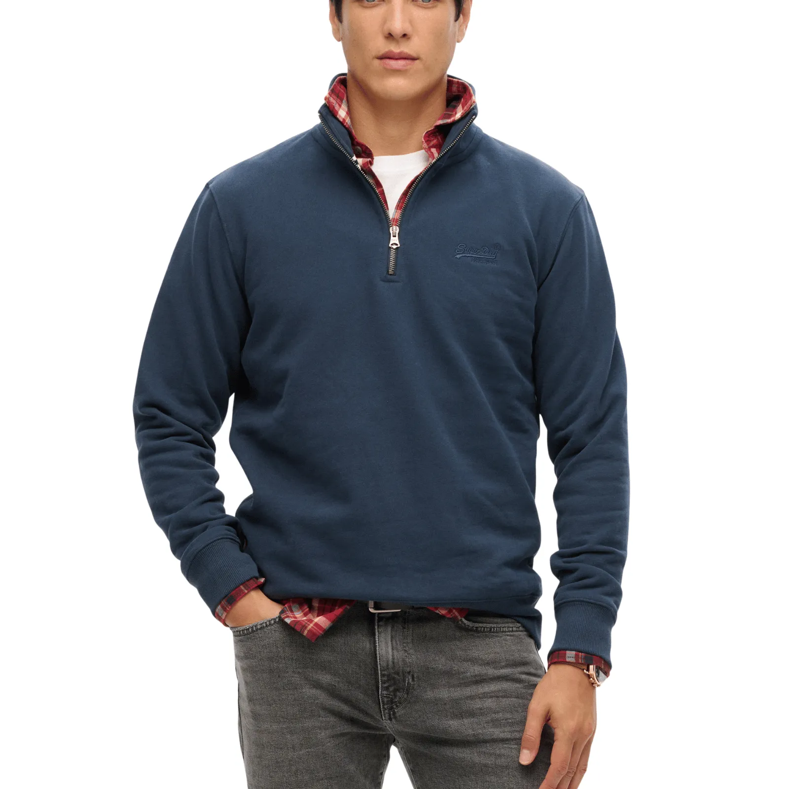 Superdry Mens Essential Logo Half Zip Sweatshirt Chic Design Matte Finish