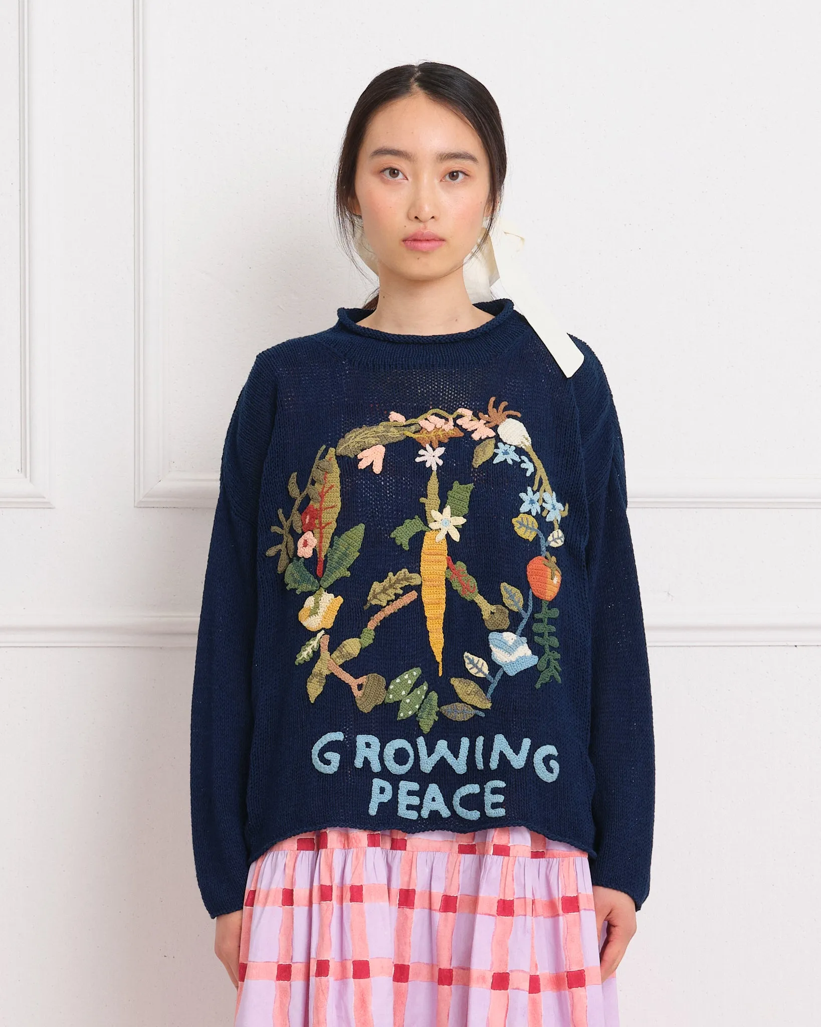 Twinsun Knit Rollneck - Indigo Growing Peace Easy Silhouette