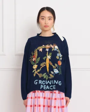 Twinsun Knit Rollneck - Indigo Growing Peace Easy Silhouette