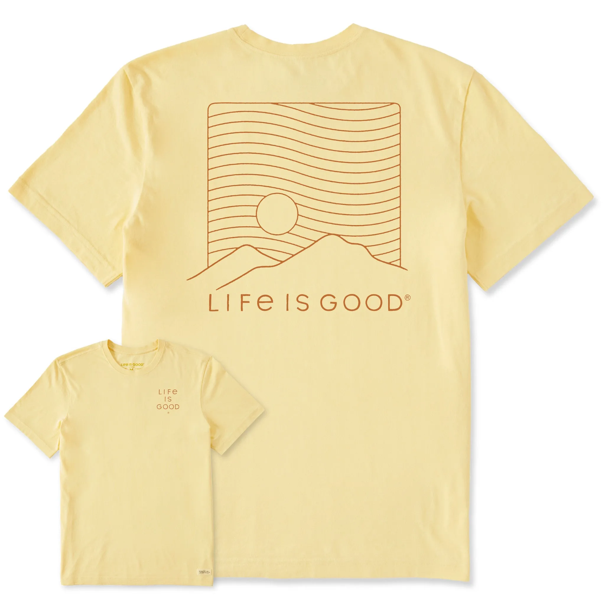 Men's Life is Good Mountain Lines Short Sleeve Crusher Tee All-Purpose Wear Fashion Essential