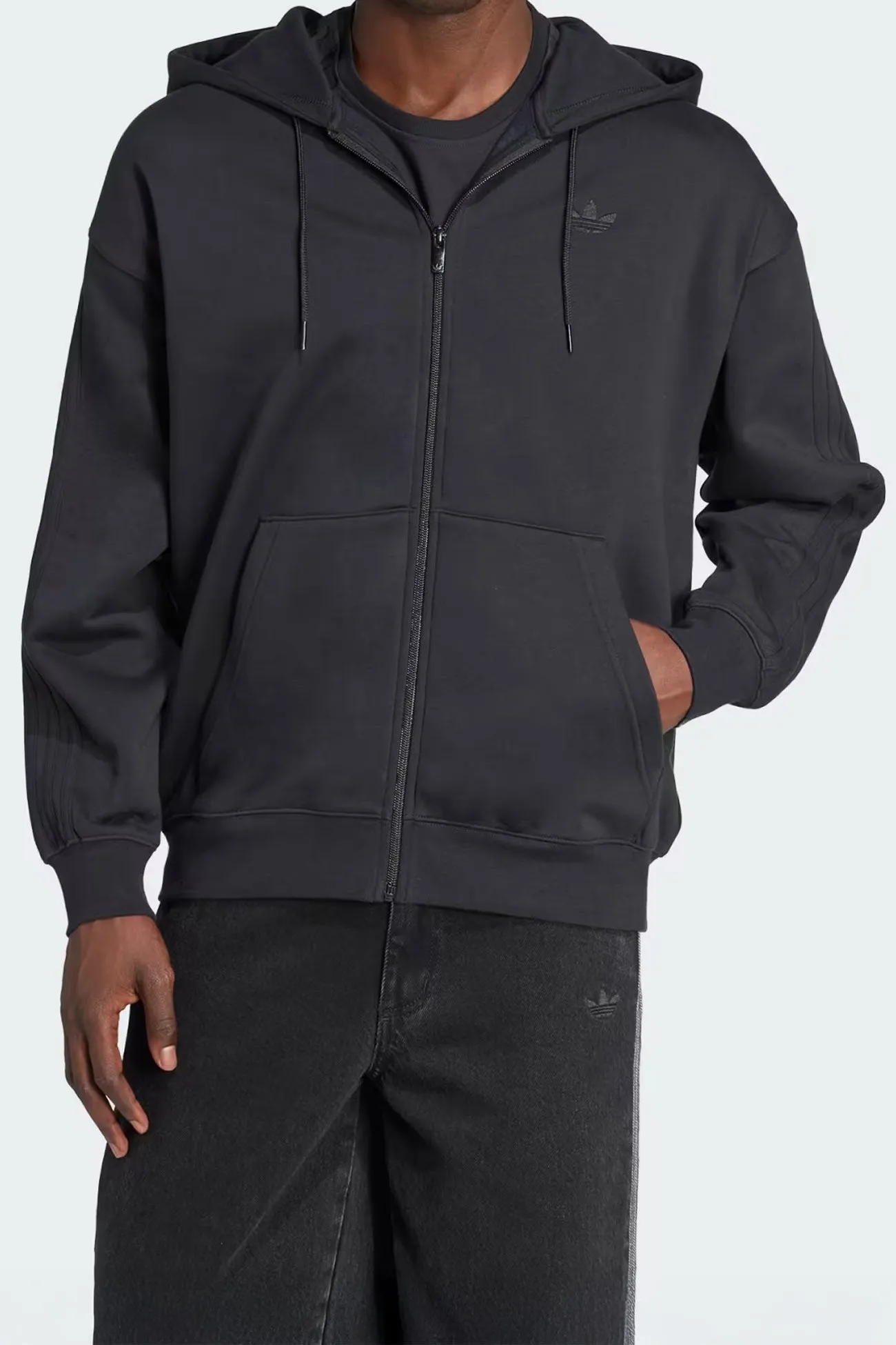 Baggy FZ Hoodie Black Daily Staple Hooded