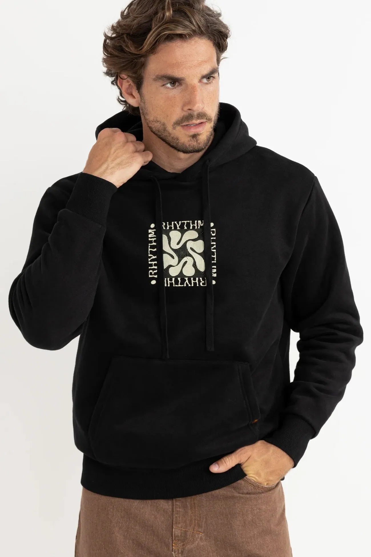 Grange Fleece Hood Black Water Resistant Running Top