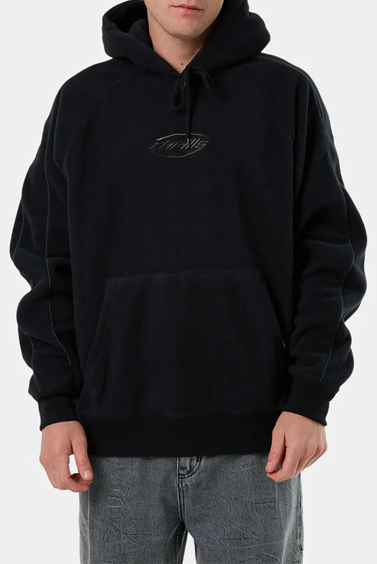 Flannel Fortune Favors Raglan Panel Hood Washed Black