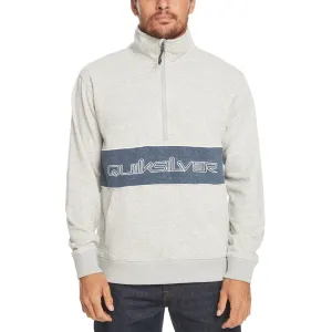Quiksilver Mens Bold Omni Pullover Half Zip Sweatshirt - Grey Heather bead accents Cozy Streetwear