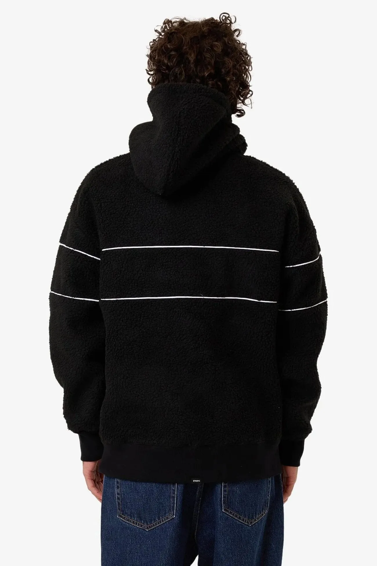 Satin Lining Hazed Slouch Hood Polar Fleece Black