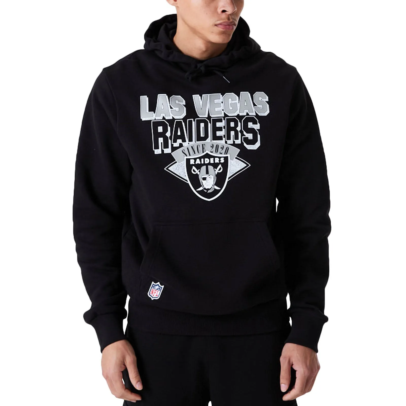 logoed Comfort Layering New Era Mens Las Vegas Raiders NFL Team Logo Hoodie - Black