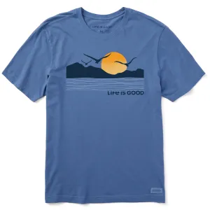 Relaxed Comfort Fit ThermoregulatingFabric Men's Life is Good Sunset Birds Short Sleeve Tee