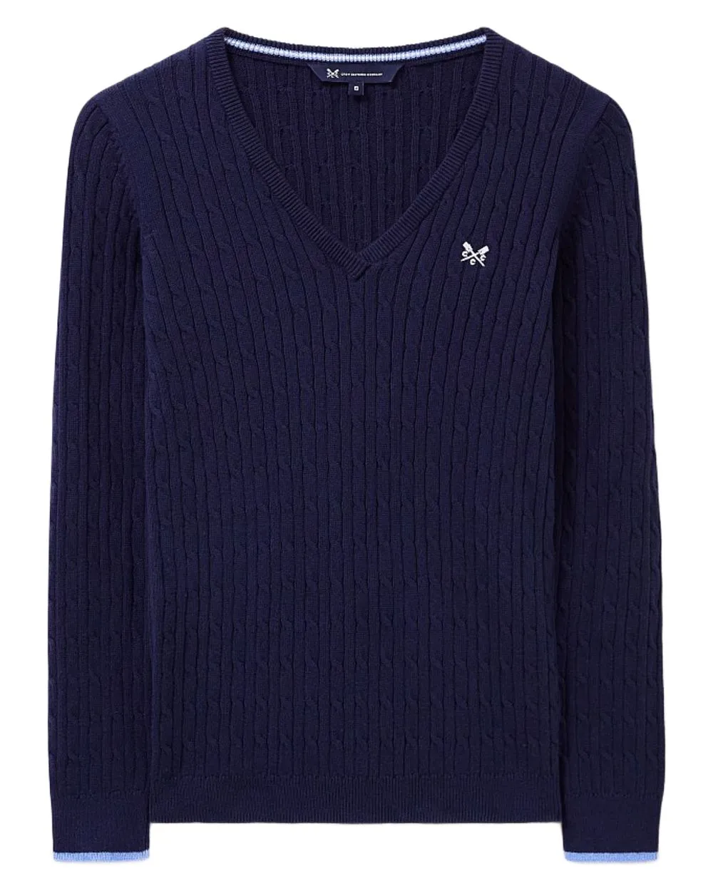 Crew Clothing Womens Heritage Cable V Neck Jumper Tubular Knit Structure