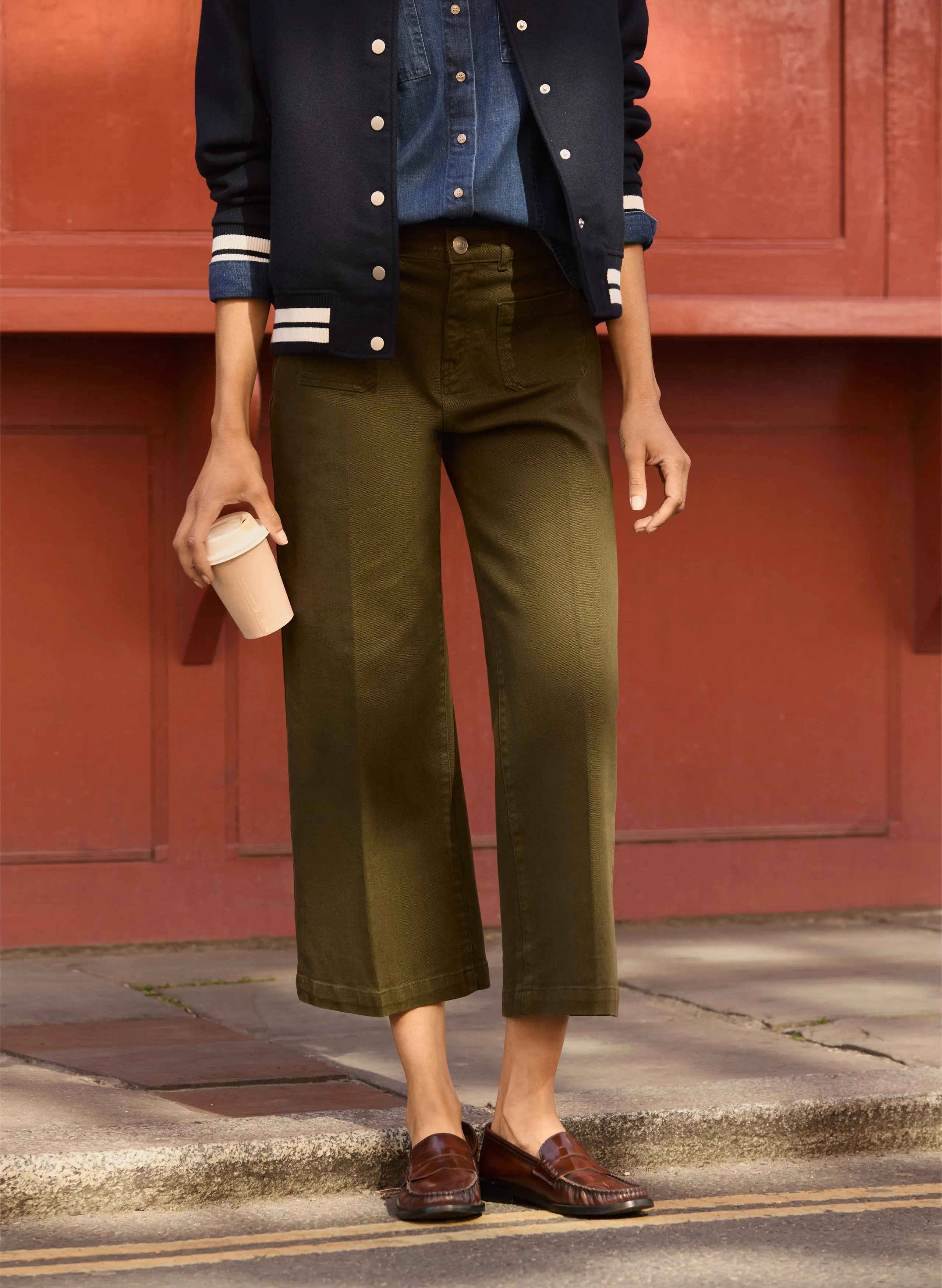 Winter Warmth Professional Wear Chic Fit Jena Organic Cotton Stretch Wide Crop Jeans