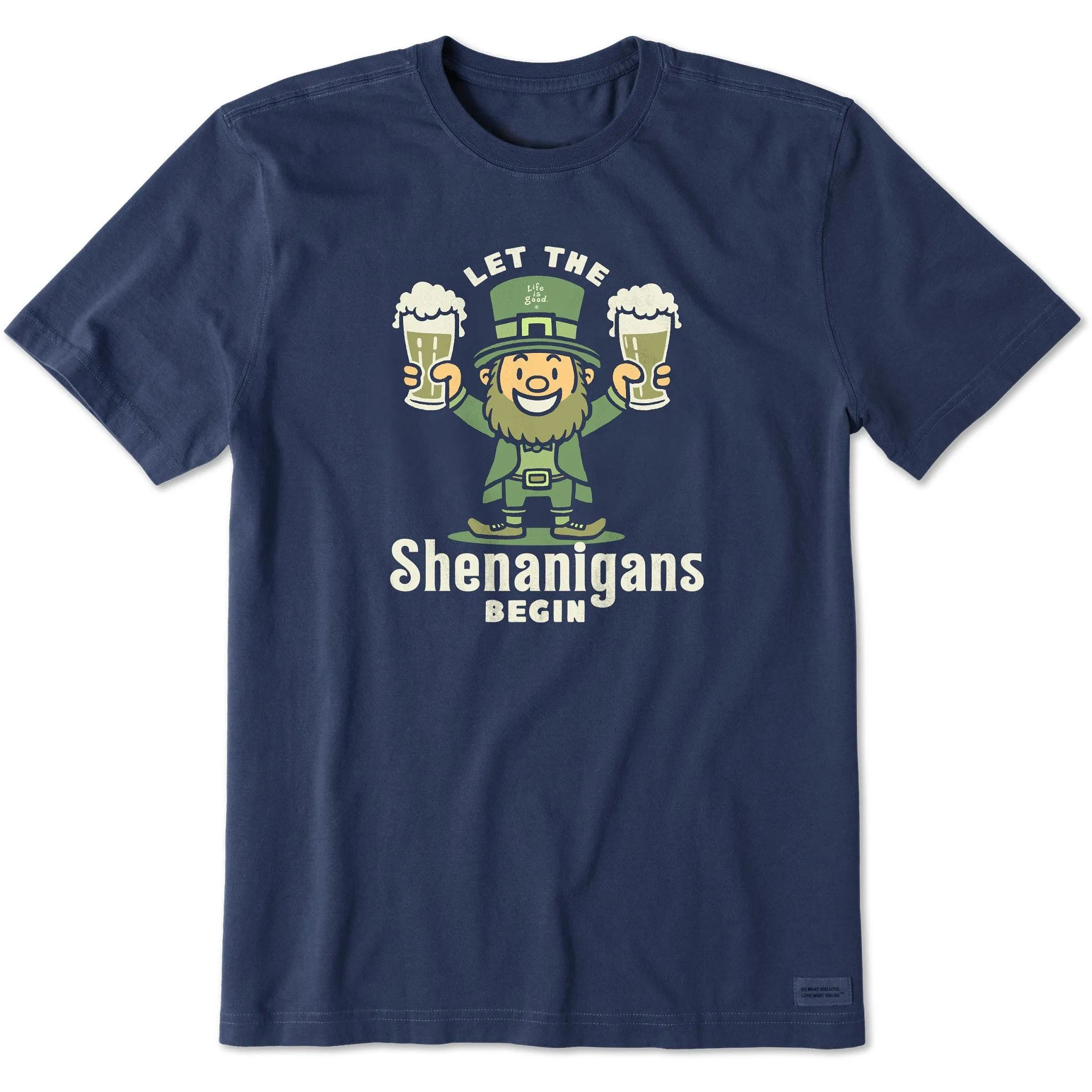 Men's Let the Shenanigans Begin Leprechaun Short Sleeve Crusher Tee Quick Layer Fit Effortless Style