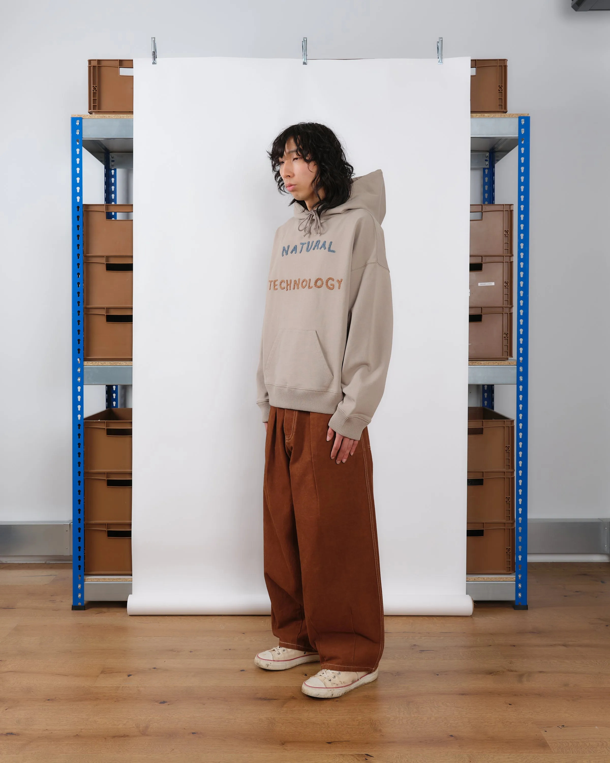 Comfortable Layer Cold Weather Look Geo Hoodie - Soft Grey