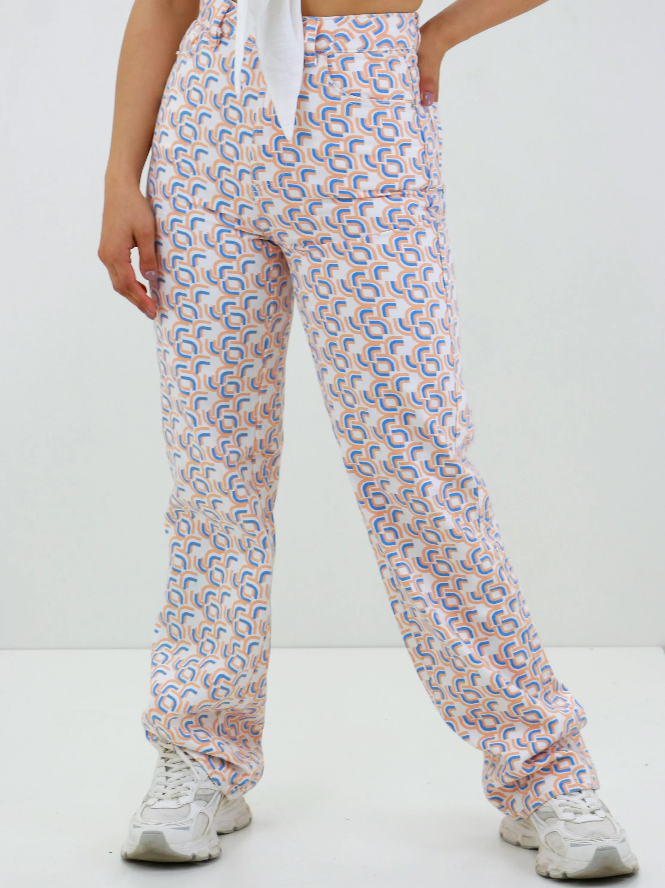 Women's Straight Fit Graphic Printed Jeans,Multi Stylish Cut Affordable Neutral Holiday Vibes