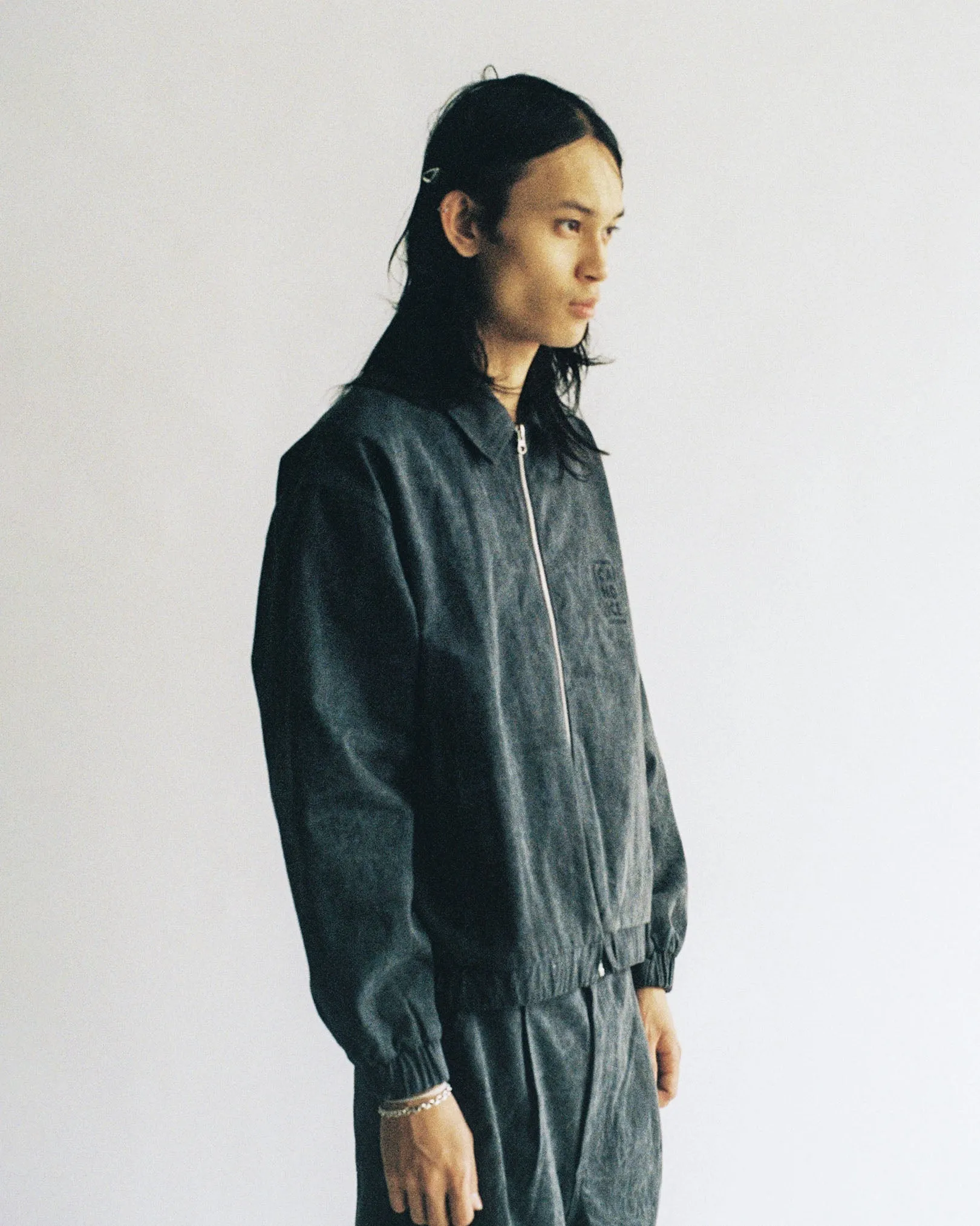 Everyday Look Contoured Back Panel Distant Washed Harrington Jacket