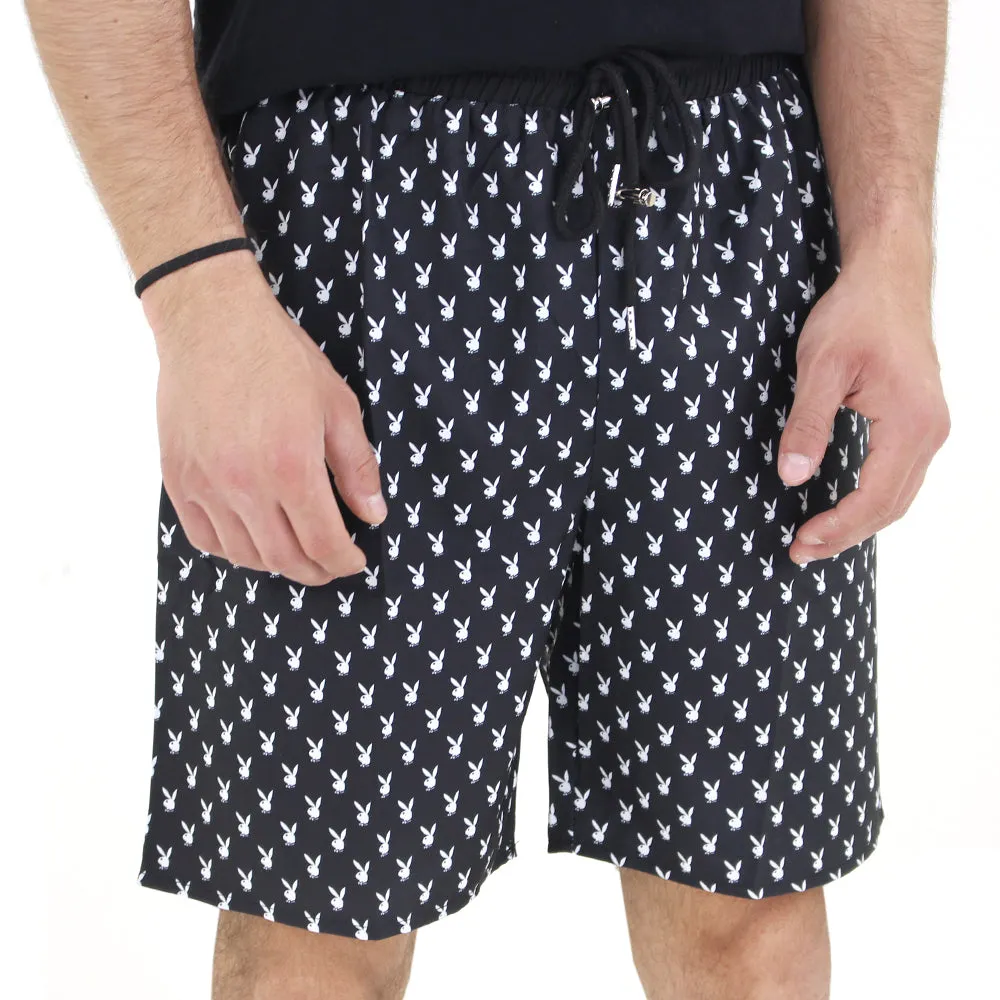 Sport Flex Fit Travel Clothing Men's Printed Elastic Waist Short,Black
