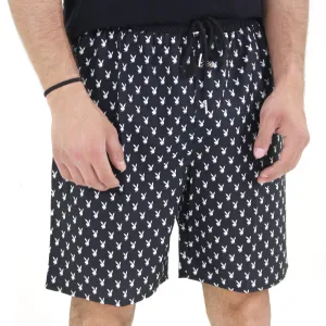 No Wrinkle Men's Printed Elastic Waist Short,Black