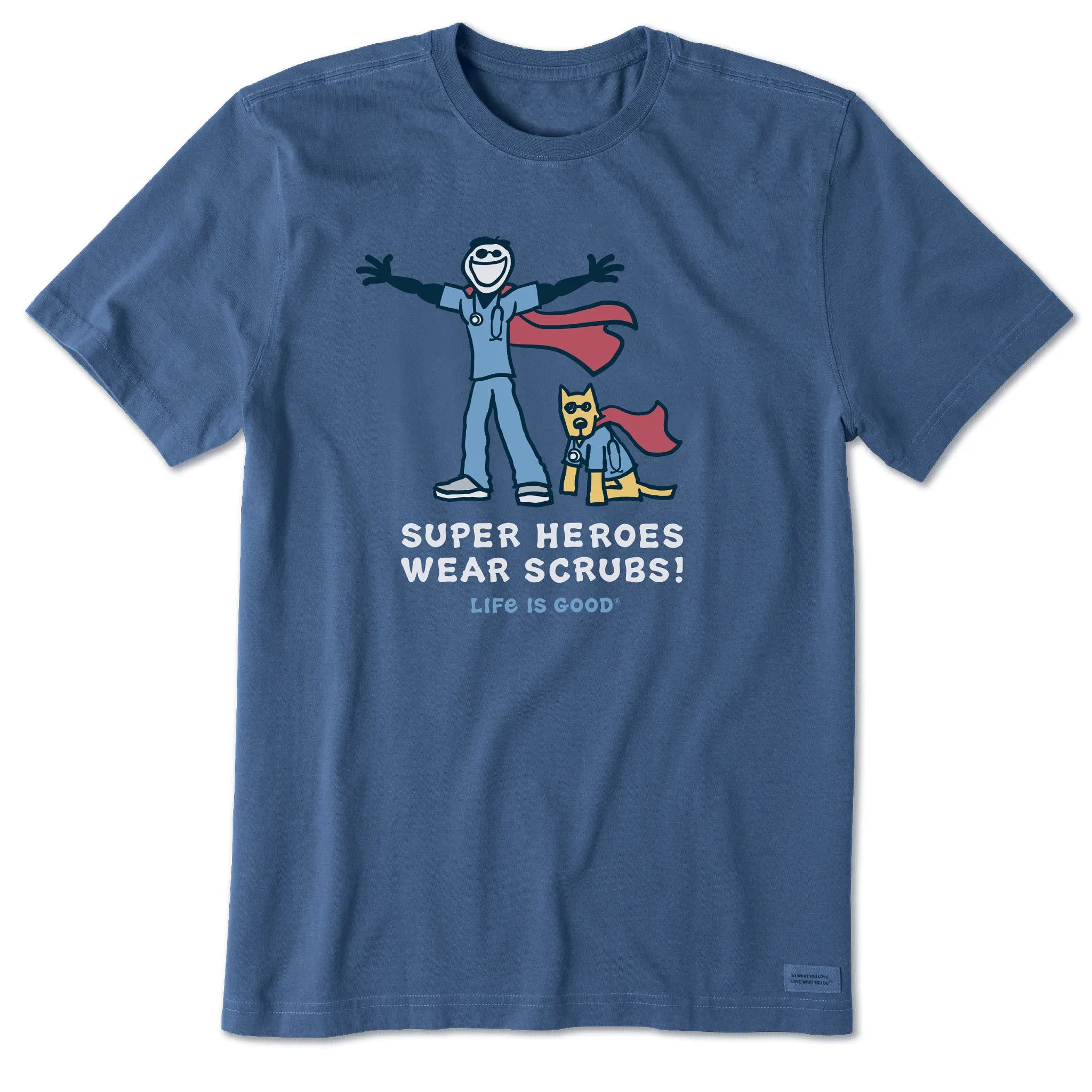 Oversized Cut Day-to-Day Comfort Men's Jake and Rocket Super Heroes Wear Scrubs Short Sleeve Crusher Tee