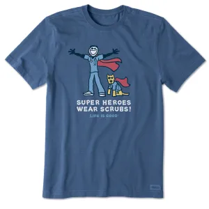 Men's Jake and Rocket Super Heroes Wear Scrubs Short Sleeve Crusher Tee Perfectly Fit Cozy Stretch Fit