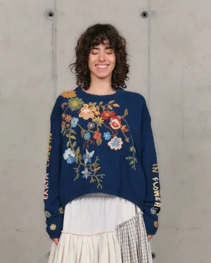 Seasonal Casual Look Simple Form Piper Knit Jumper - Indigo Earth Laughs
