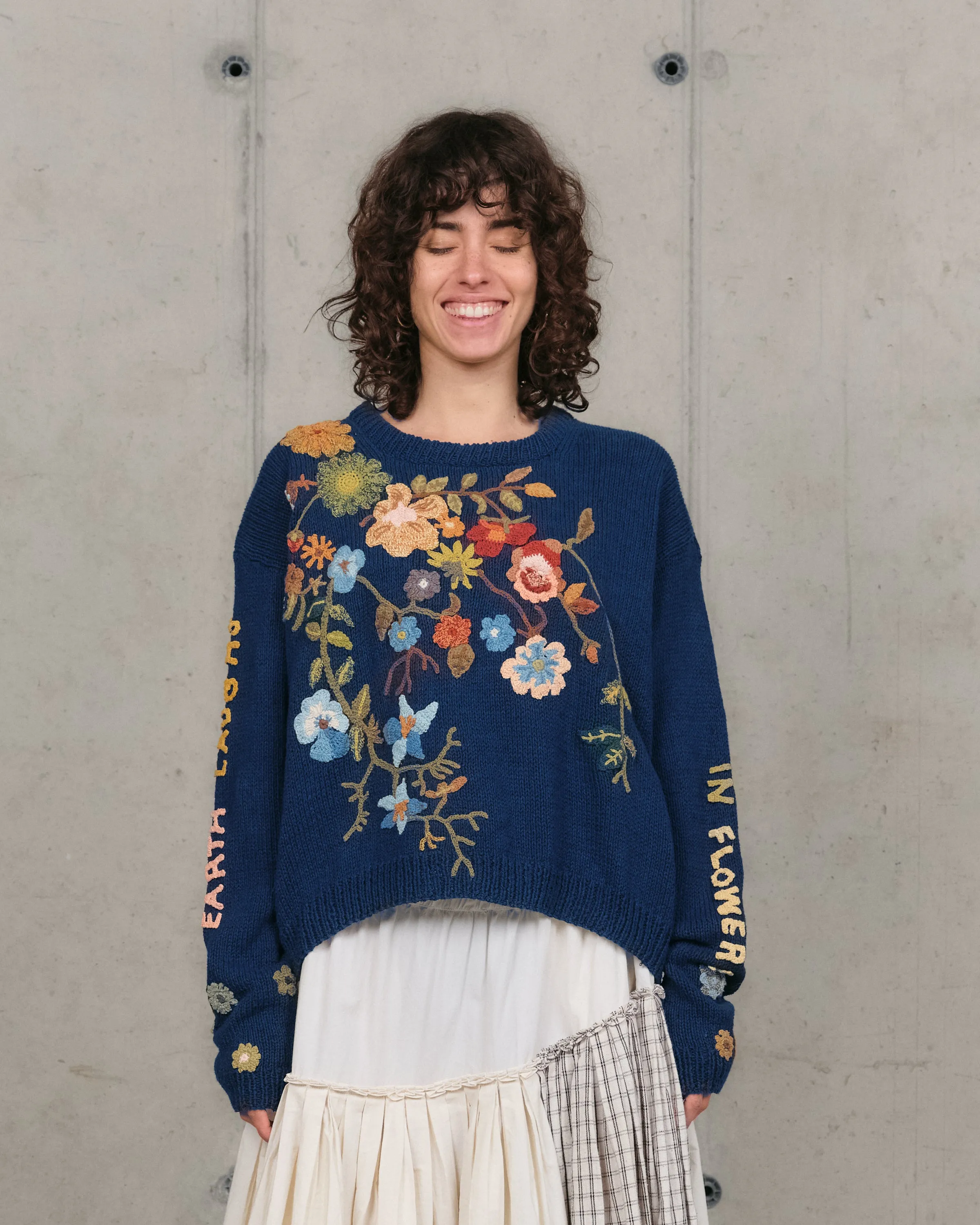 Seasonal Casual Look Simple Form Piper Knit Jumper - Indigo Earth Laughs