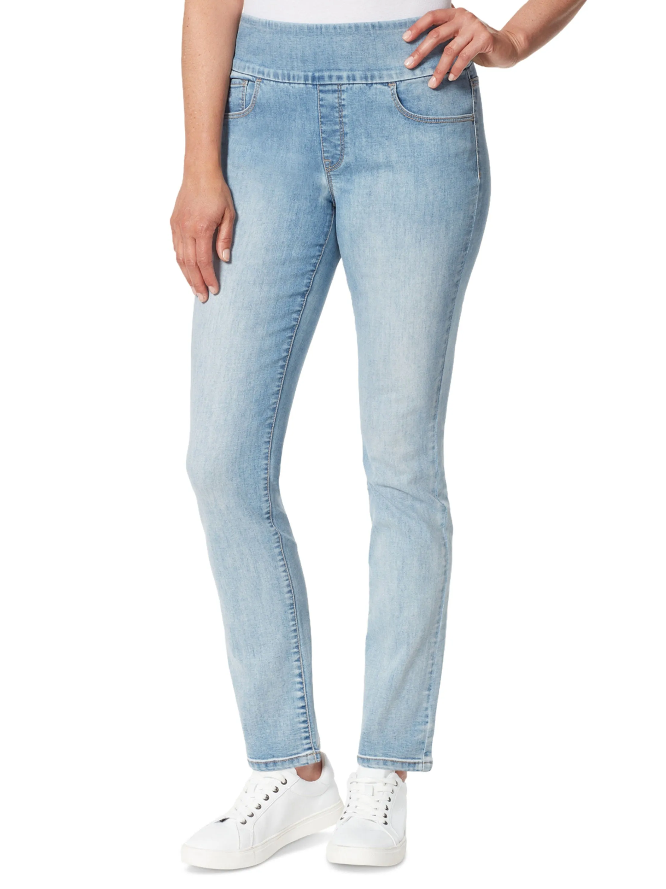 Regular Style Women's Washed Jeans,Light Blue