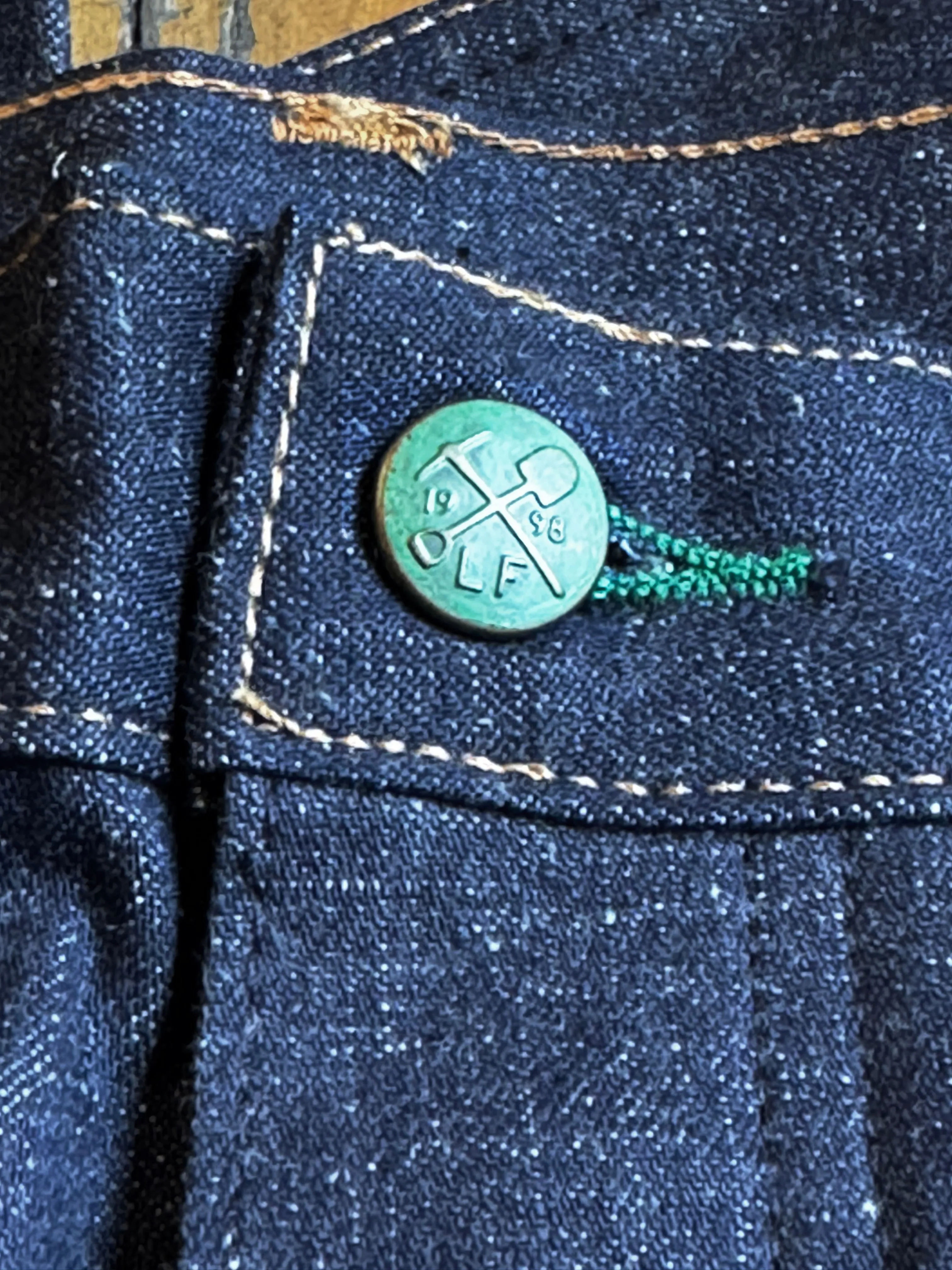 Smokestack Japanese "Jelt" nep denim with custom green selvedge Streetwear Fan Earthy High Quality