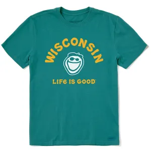 Men's Jake Wisconsin Short Sleeve Crusher Tee Minimal Style Trend Temperature Regulating