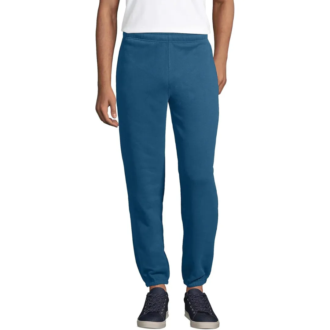 Lands' End Men's Serious Sweat Pants Evening Blue Wear Resistant Fabric Flexible Gusset Design