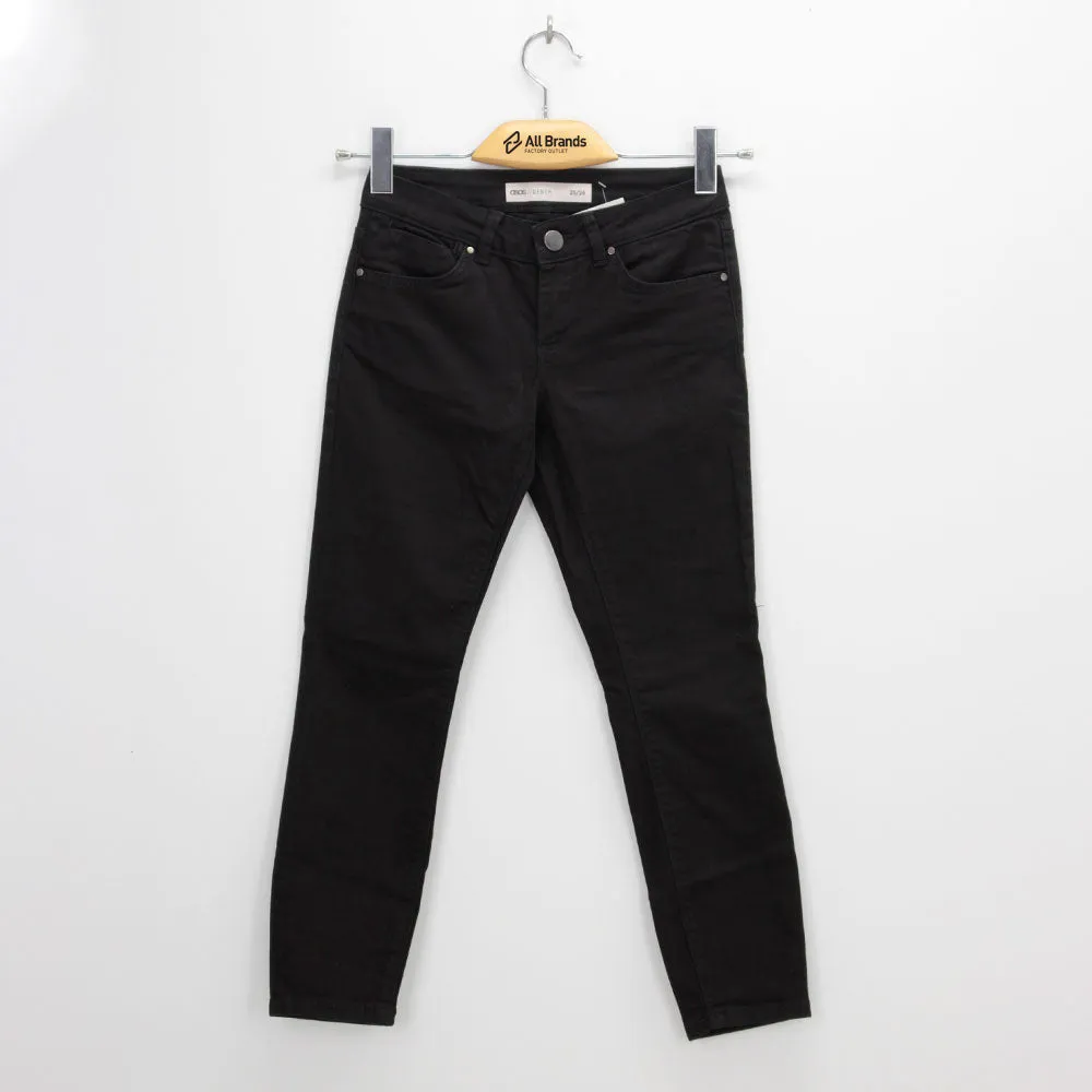 Women's Plain Mid Rise Denim Pant,Black Fashion Piece